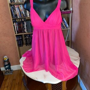 Victoria Secret Womens Chemise Lingerie Sheer Teddy pink small